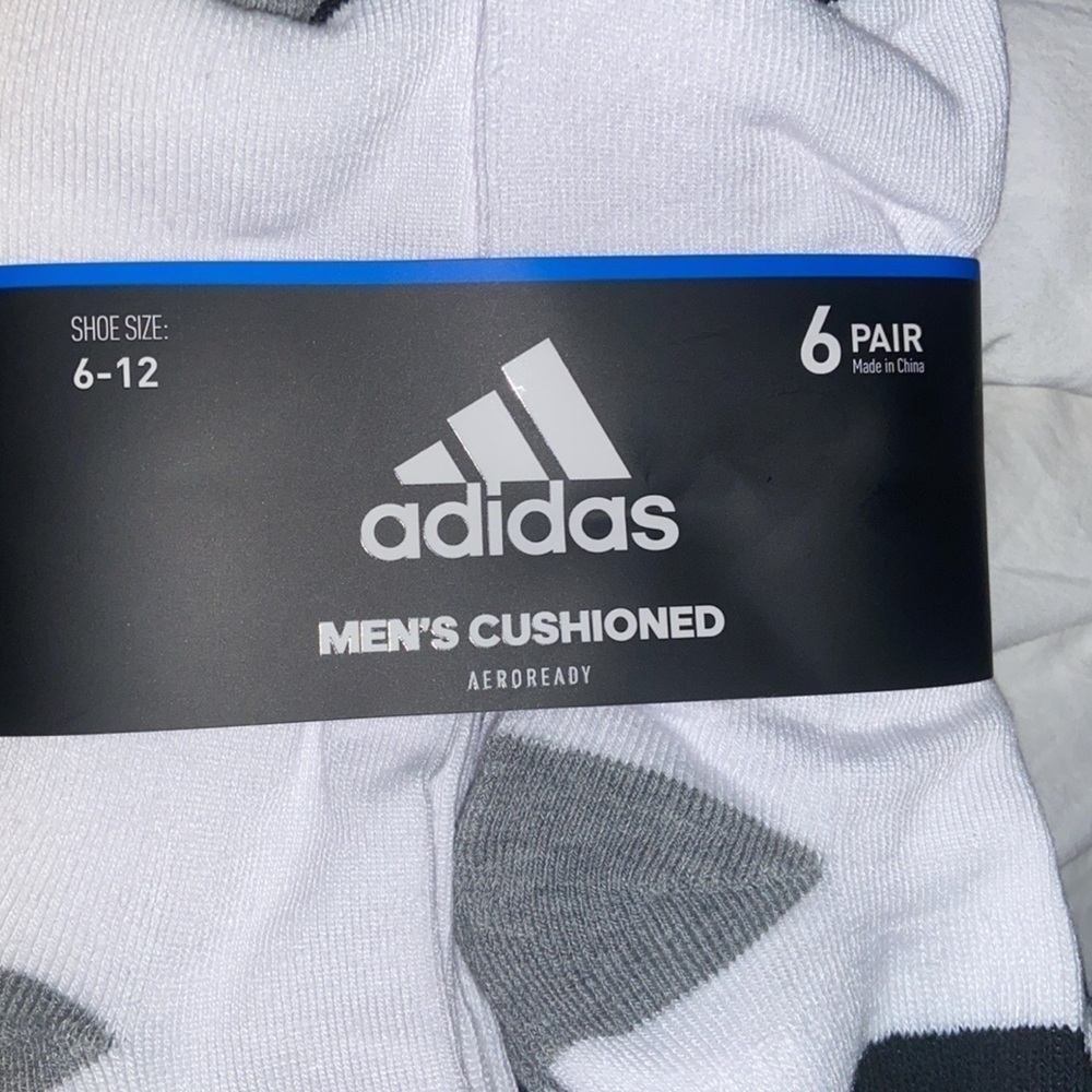 NEW Adidas 6 pack Men’s Soft Cushioned Aeroready Quarter Socks Shoe Size 6-12 - Picture 4 of 6